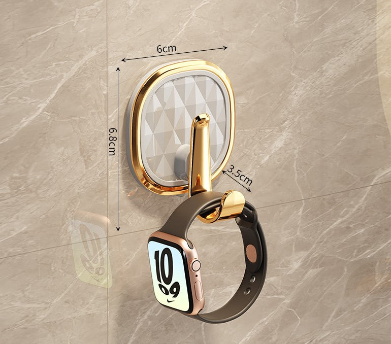 Elegant square hooks, white with gold