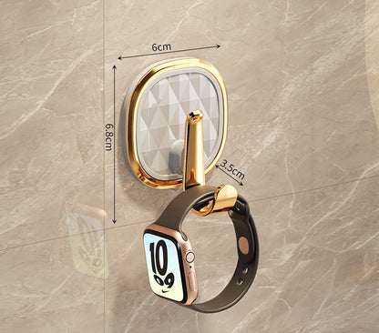 Elegant square hooks, white with gold