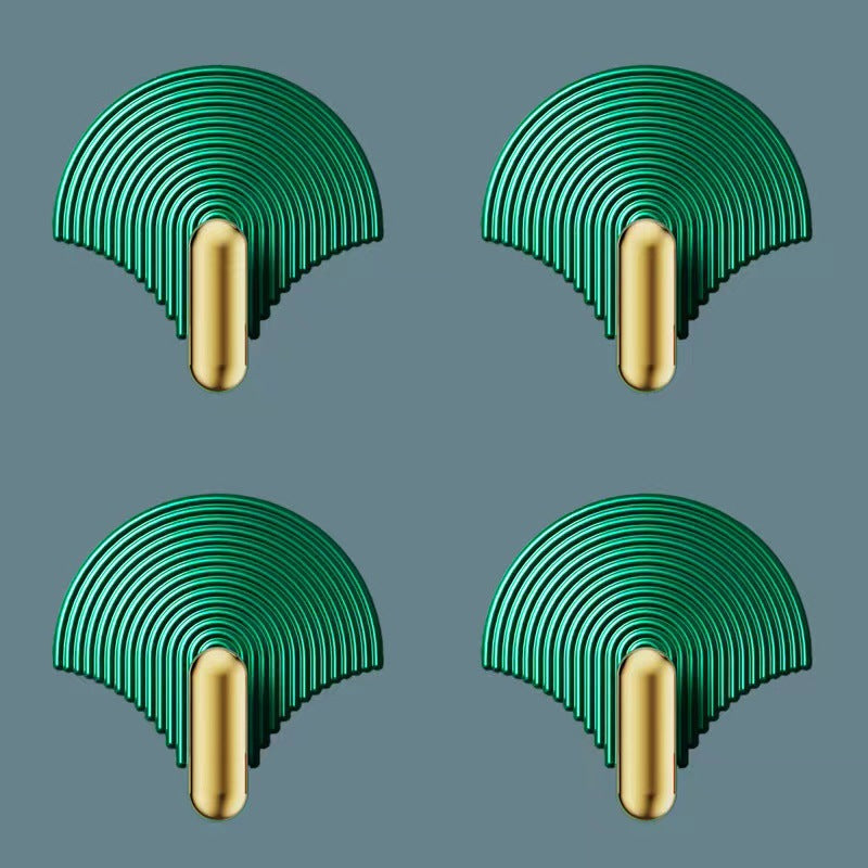 Fan-shaped adhesive hooks in green