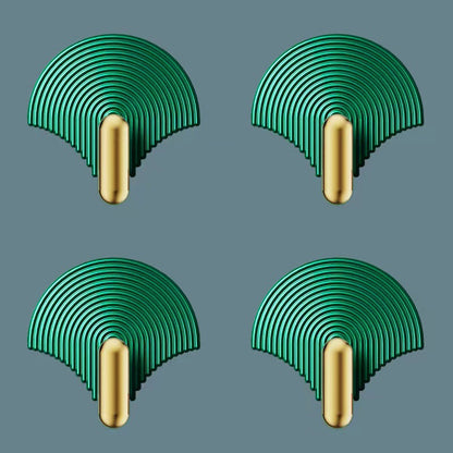 Fan-shaped adhesive hooks in green