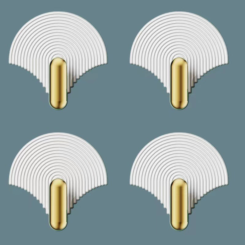 Fan-shaped adhesive hooks in white