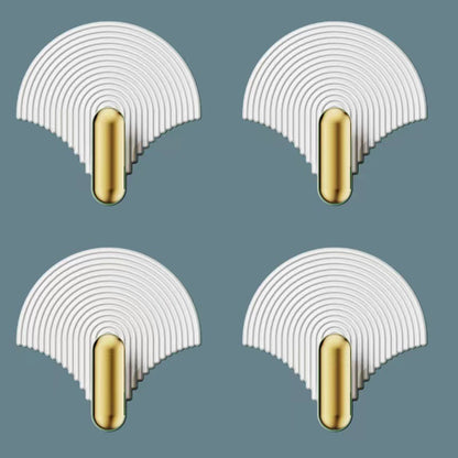 Fan-shaped adhesive hooks in white