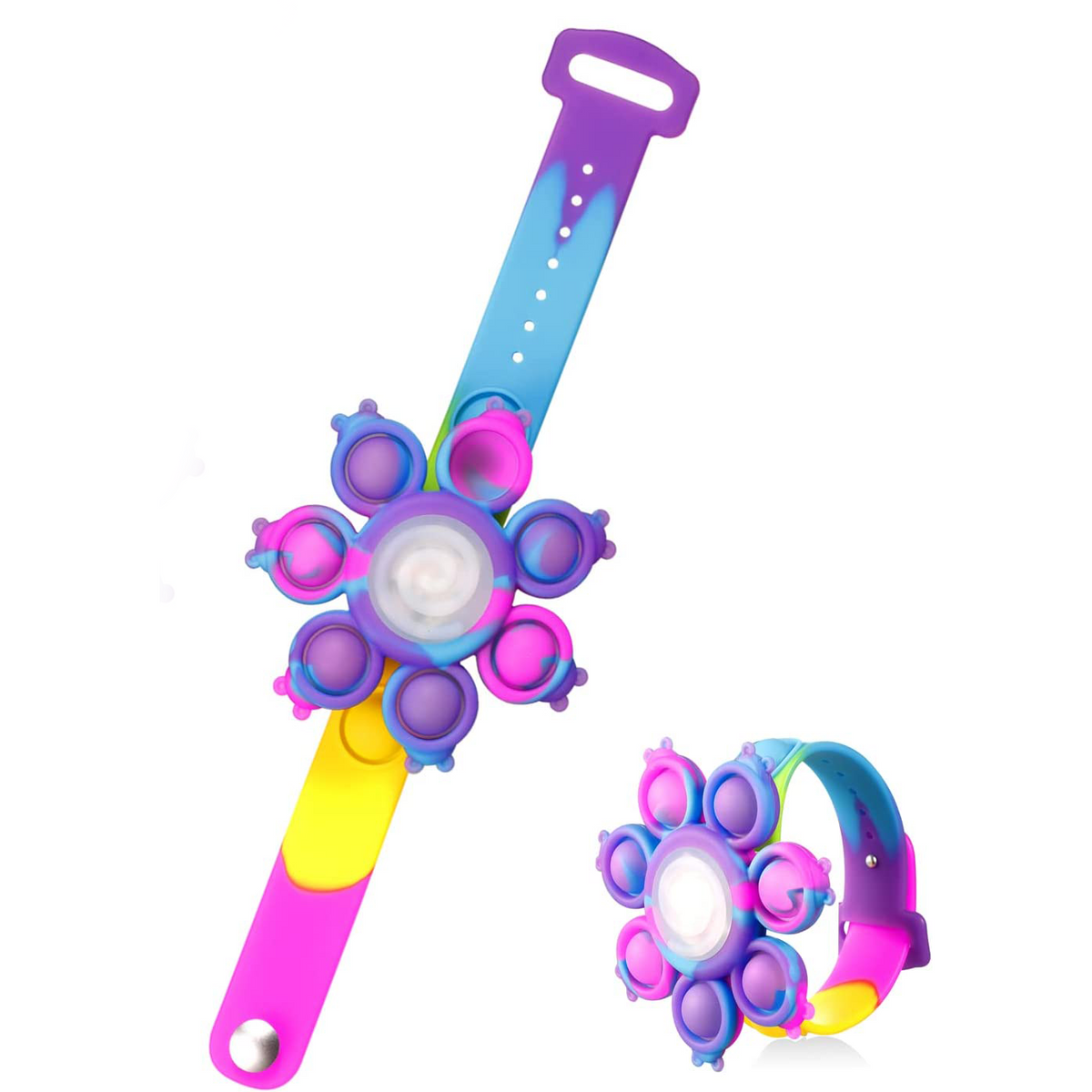 Fidget pop spinner bracelet in rainbow colors