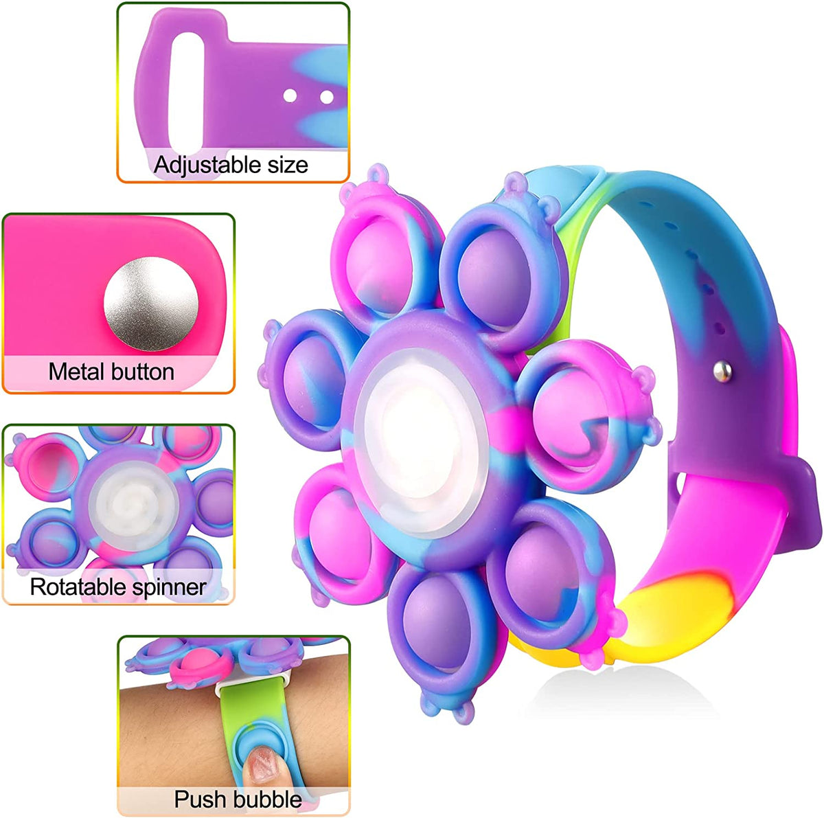 Silicone push bubble wristband sensory toy for kids