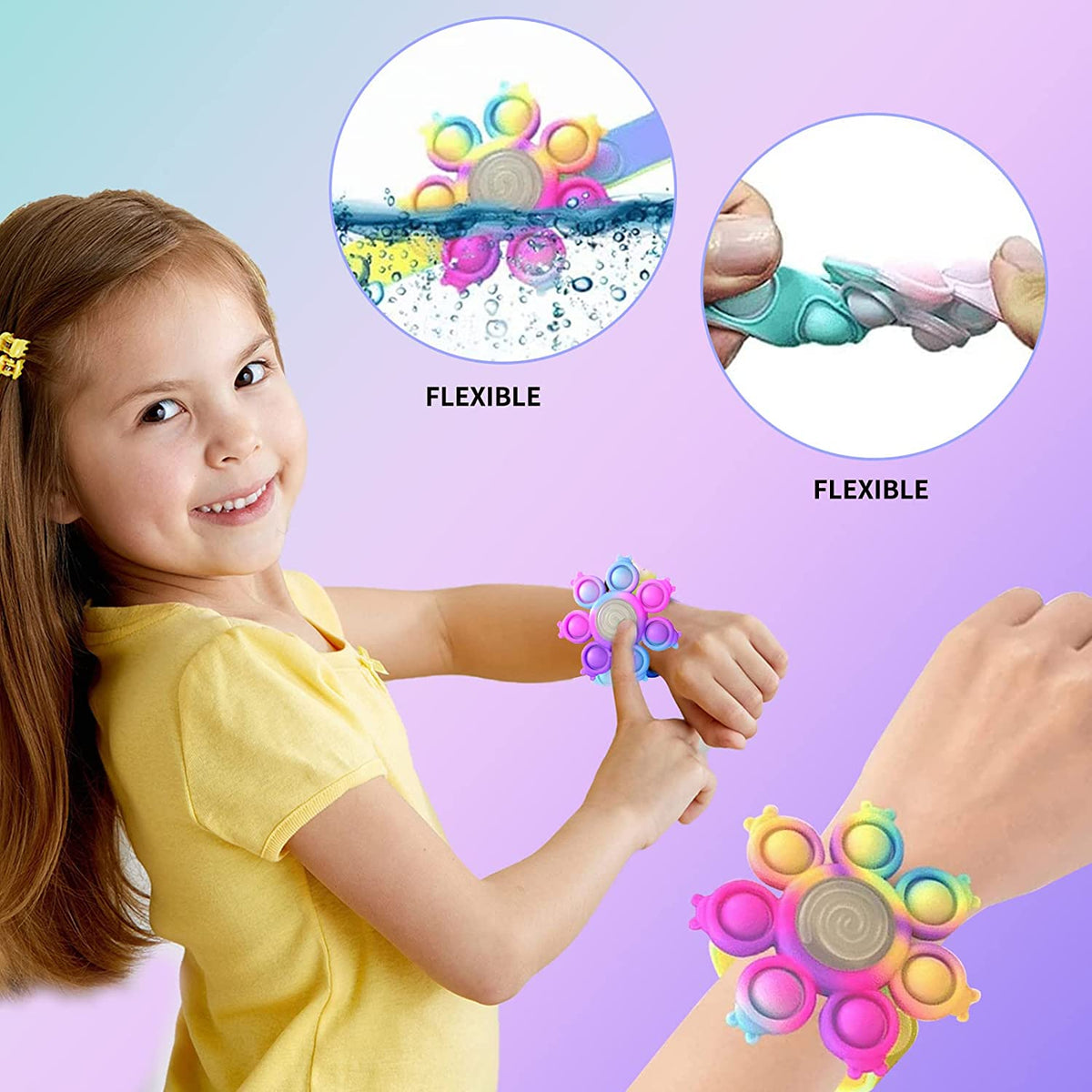 Wearable pop fidget bracelet for stress relief