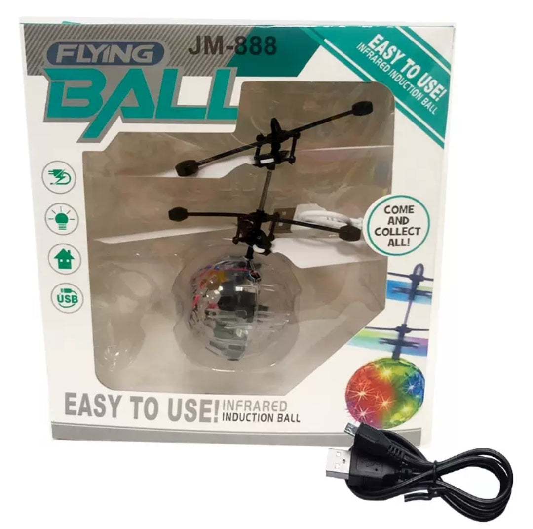 Flying sensor ball, transparent with multicolor lights