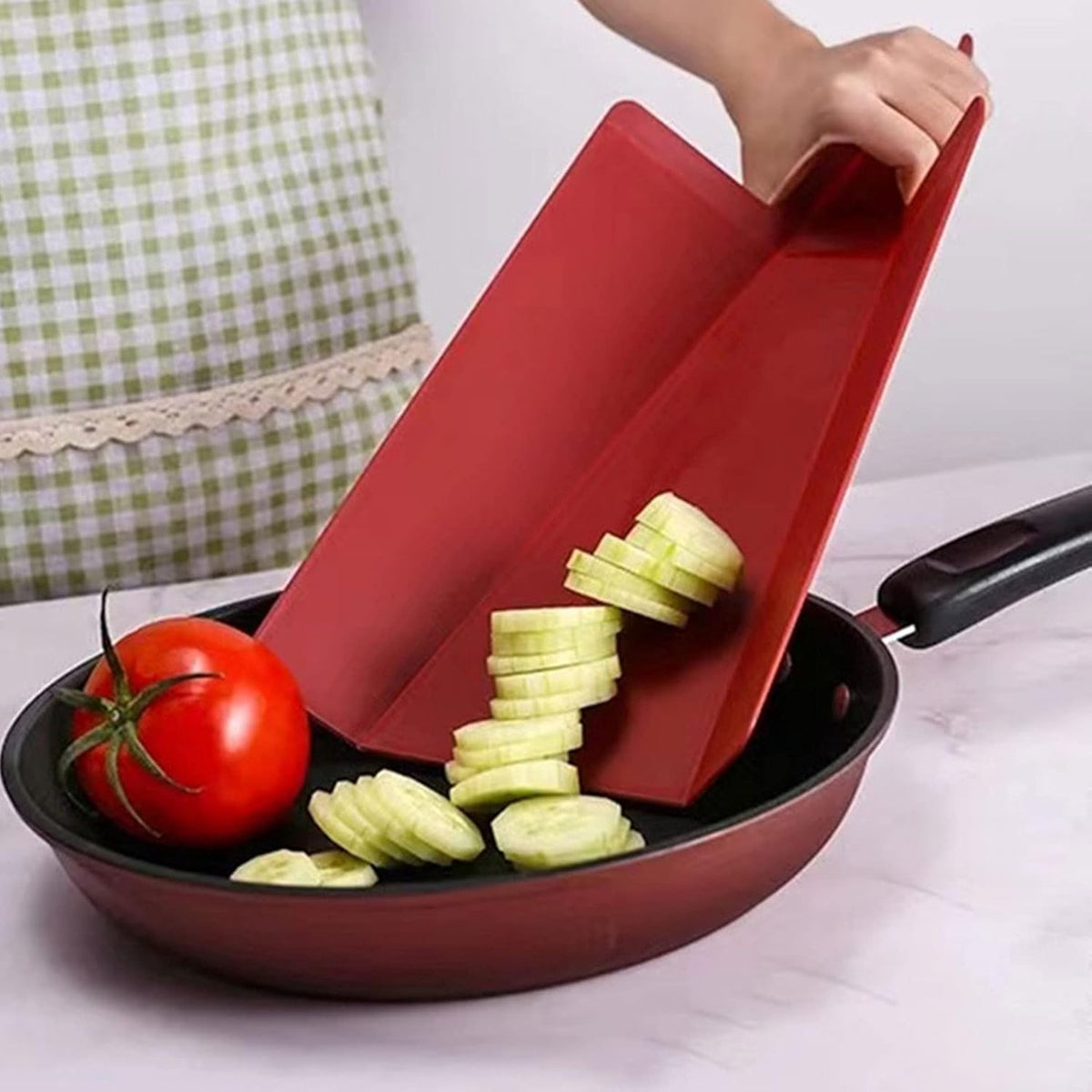 Foldable chopping board in use