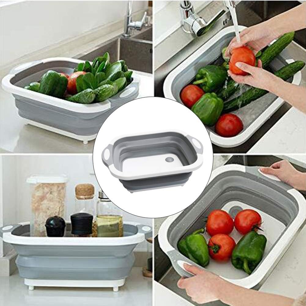 Cutting board with built-in collapsible sink