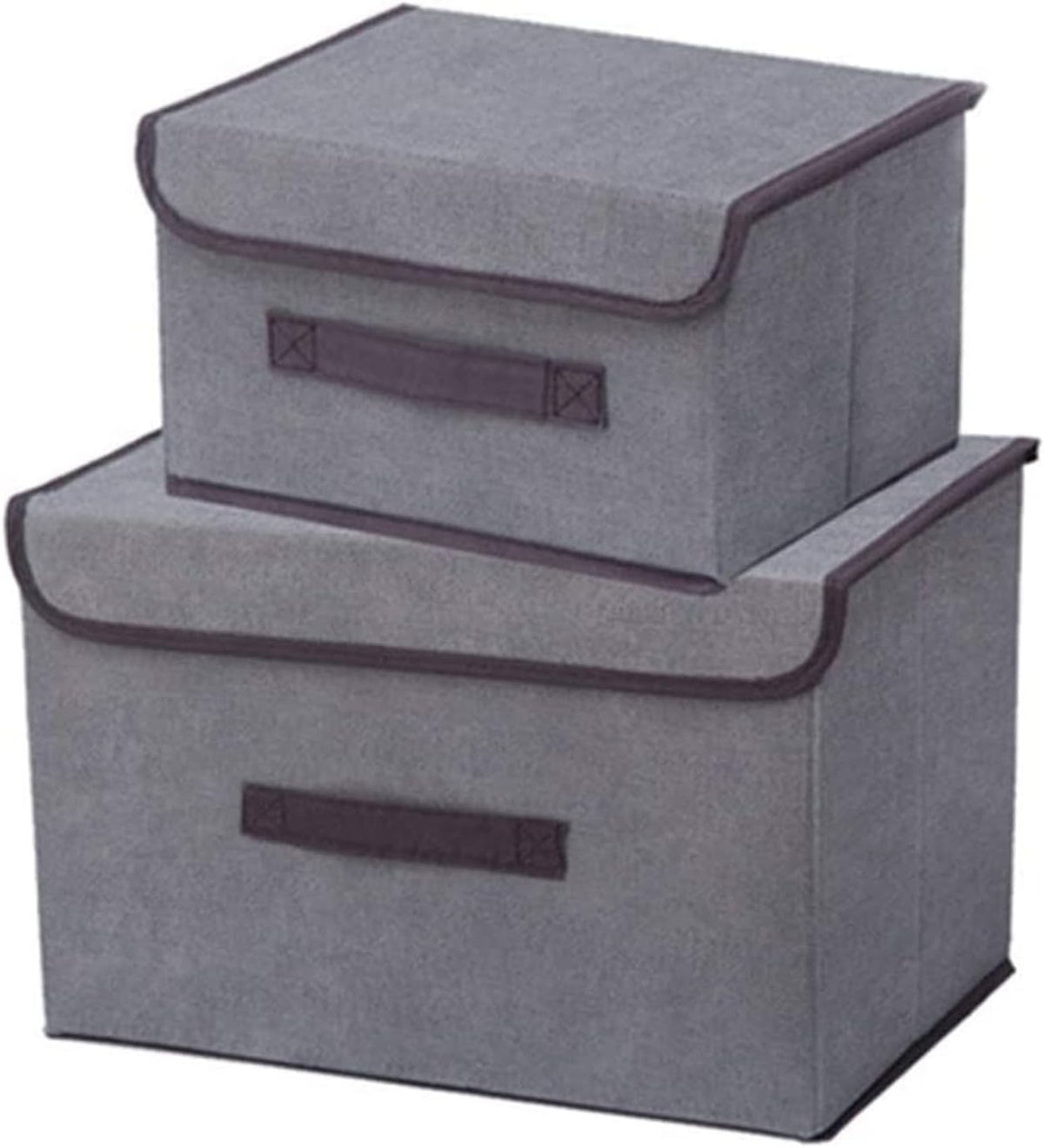 Foldable fabric storage box in grey, small 25x19x16 cm or medium 36x23x24 cm