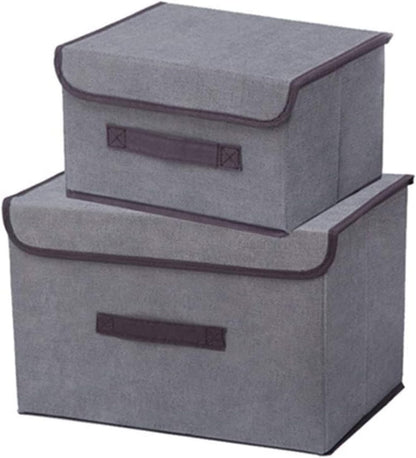 Foldable fabric storage box in grey, small 25x19x16 cm or medium 36x23x24 cm