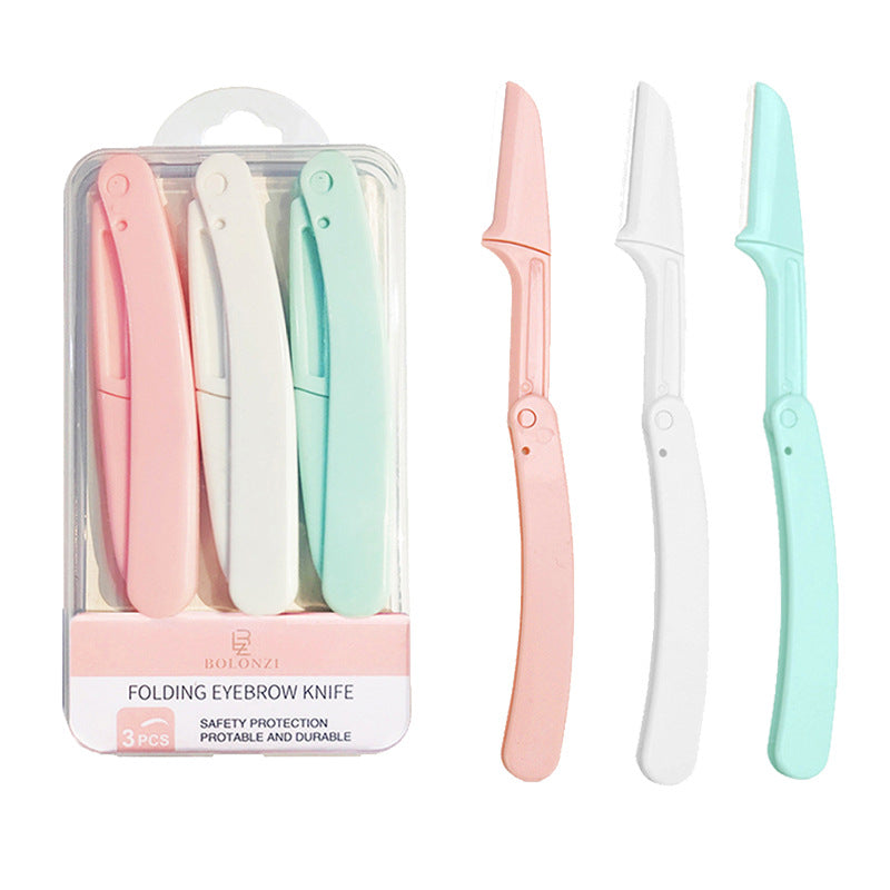Foldable face razors, 3 pieces