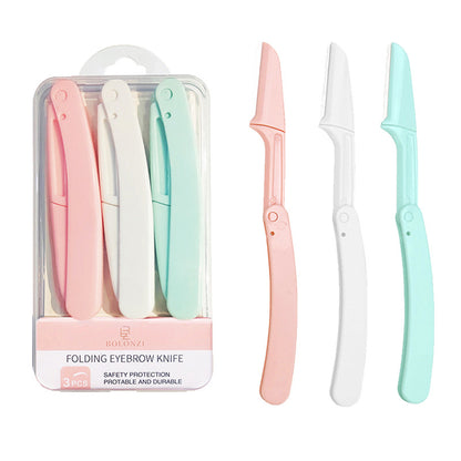 Foldable face razors, 3 pieces