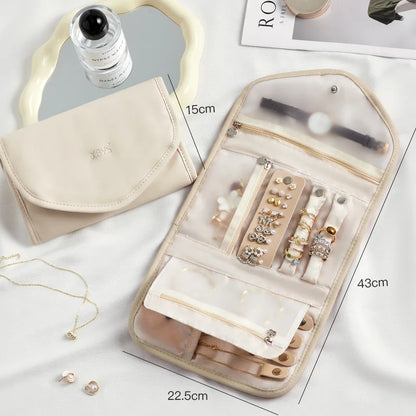 Foldable jewelry organizer, large in beige