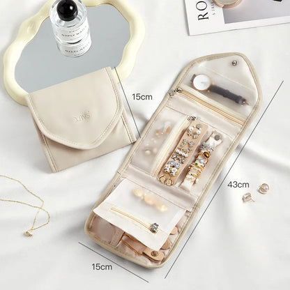 Foldable jewelry organizer, small in beige