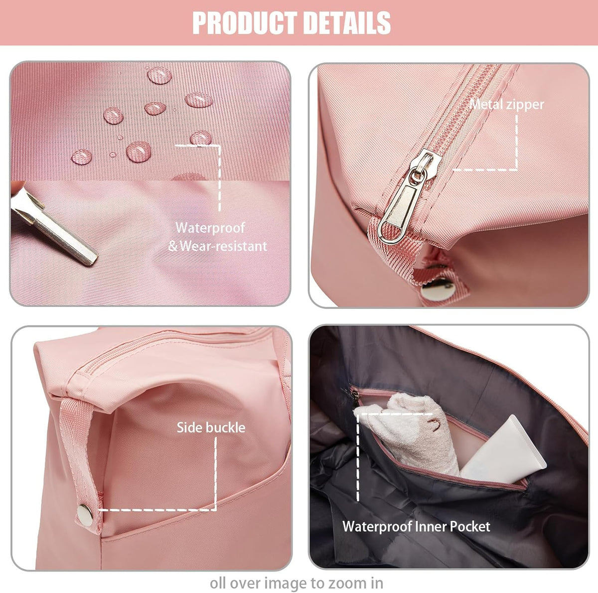 Water-resistant foldable duffel bag in vegan leather for travel and picnics