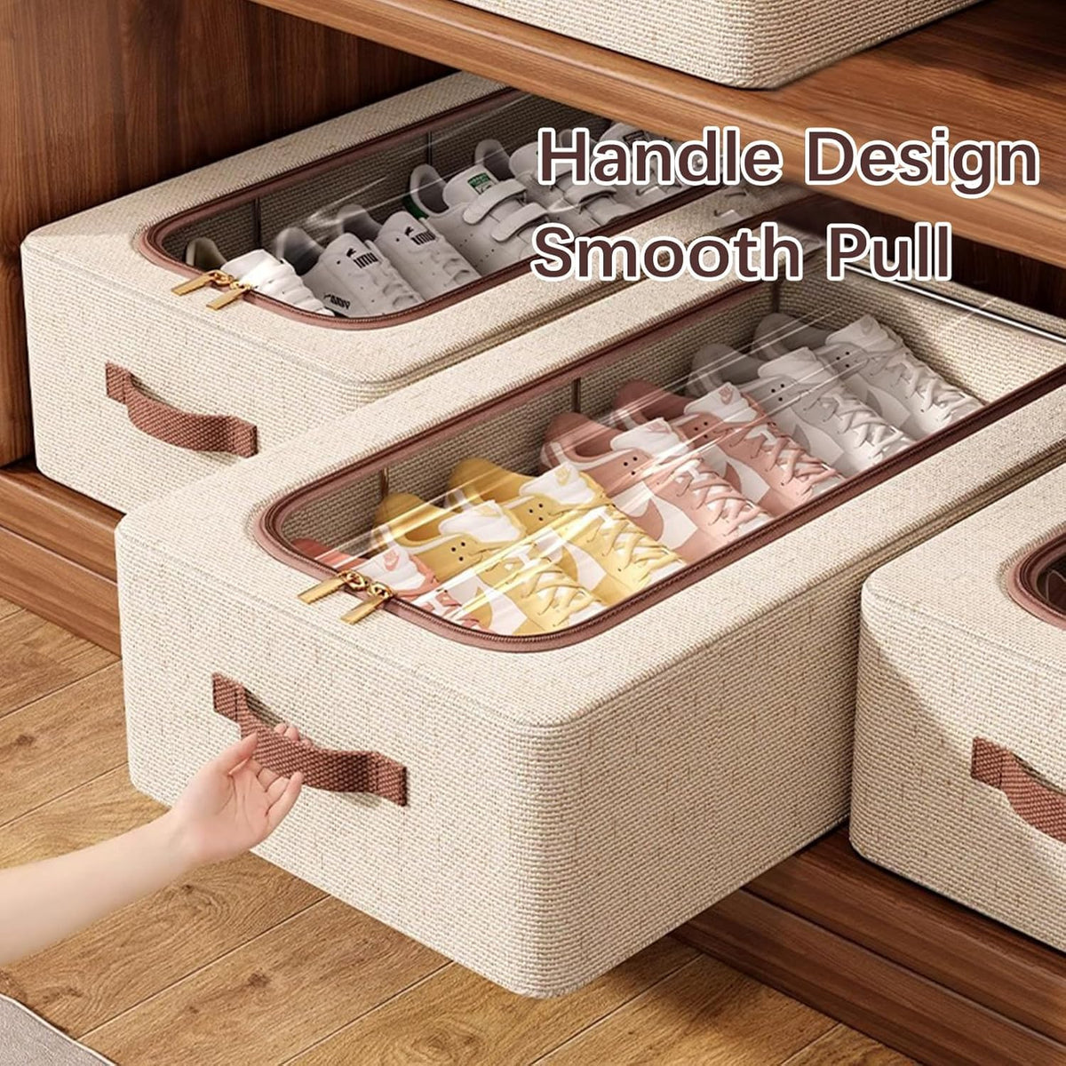 Shoe storage box with handles
