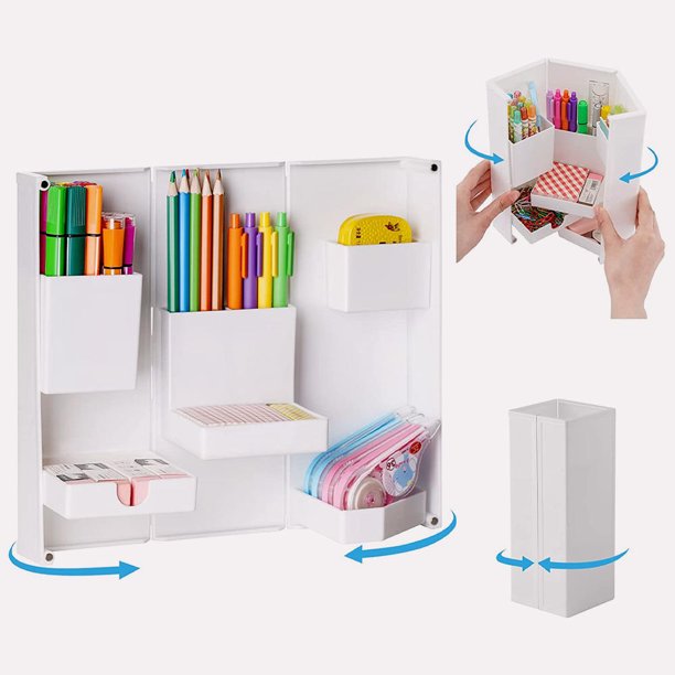 Foldable stationery box for desks