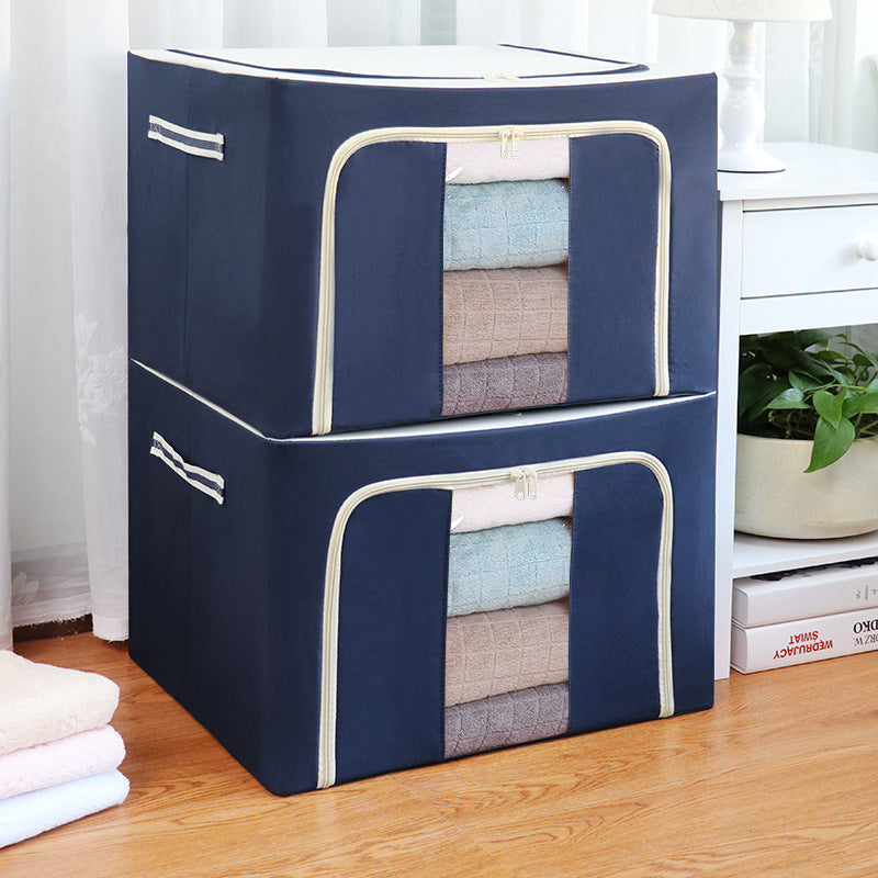 Foldable storage box for clothing, bedding and blankets