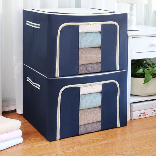Foldable storage box for clothing, bedding and blankets