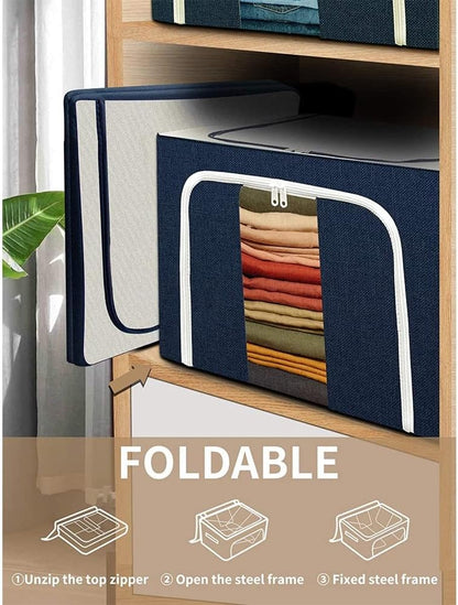 Large foldable storage box for comforters and linens