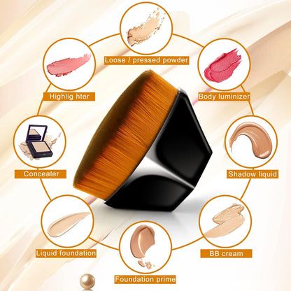 Foundation makeup brush with petal-shaped handle