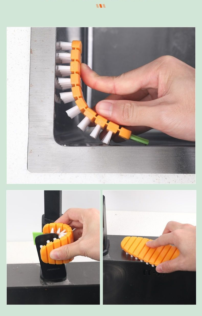 Safe fruit and vegetable scrubbing brush