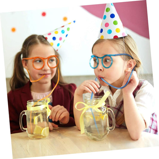 Novelty eyeglasses drinking straw