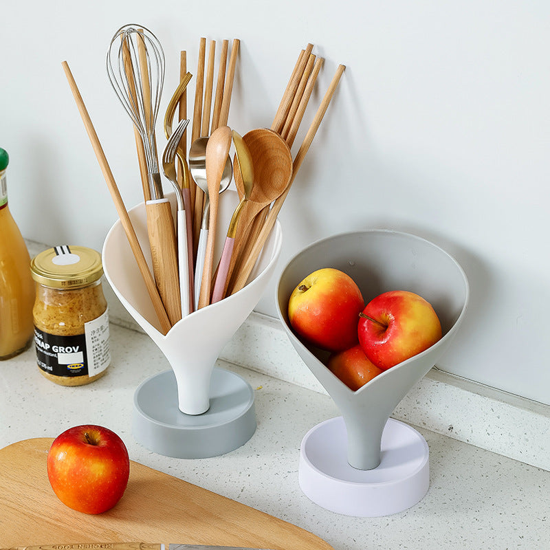 Funnel utensils holder with drainage holes
