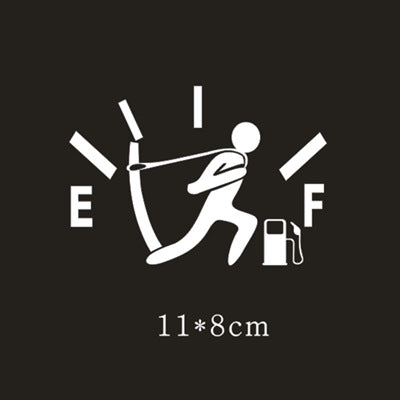 Funny fuel tank sticker, man design in white