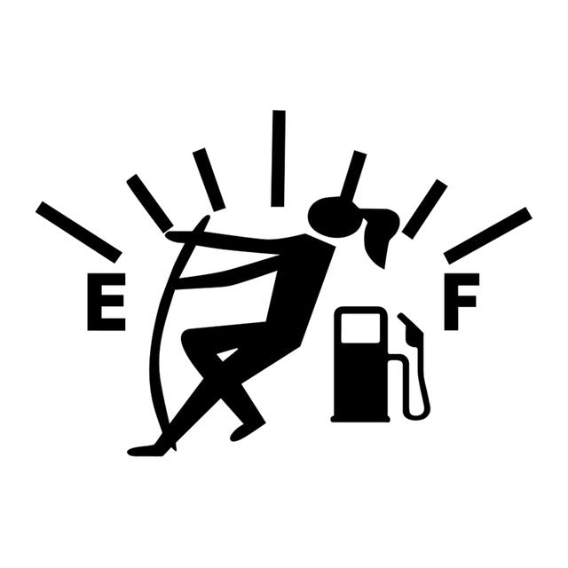 Funny fuel tank sticker, woman design in black