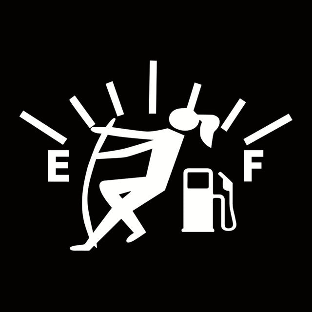 Funny fuel tank sticker, woman design in white