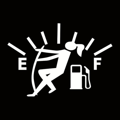 Funny fuel tank sticker, woman design in white