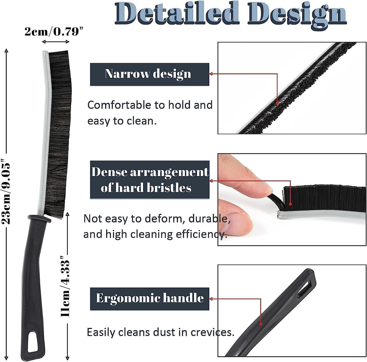 Hard-bristle detail cleaning brush