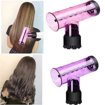Hair dryer curler nozzle in pink and purple