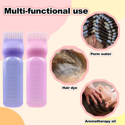 Hair dye applicator bottle with comb head