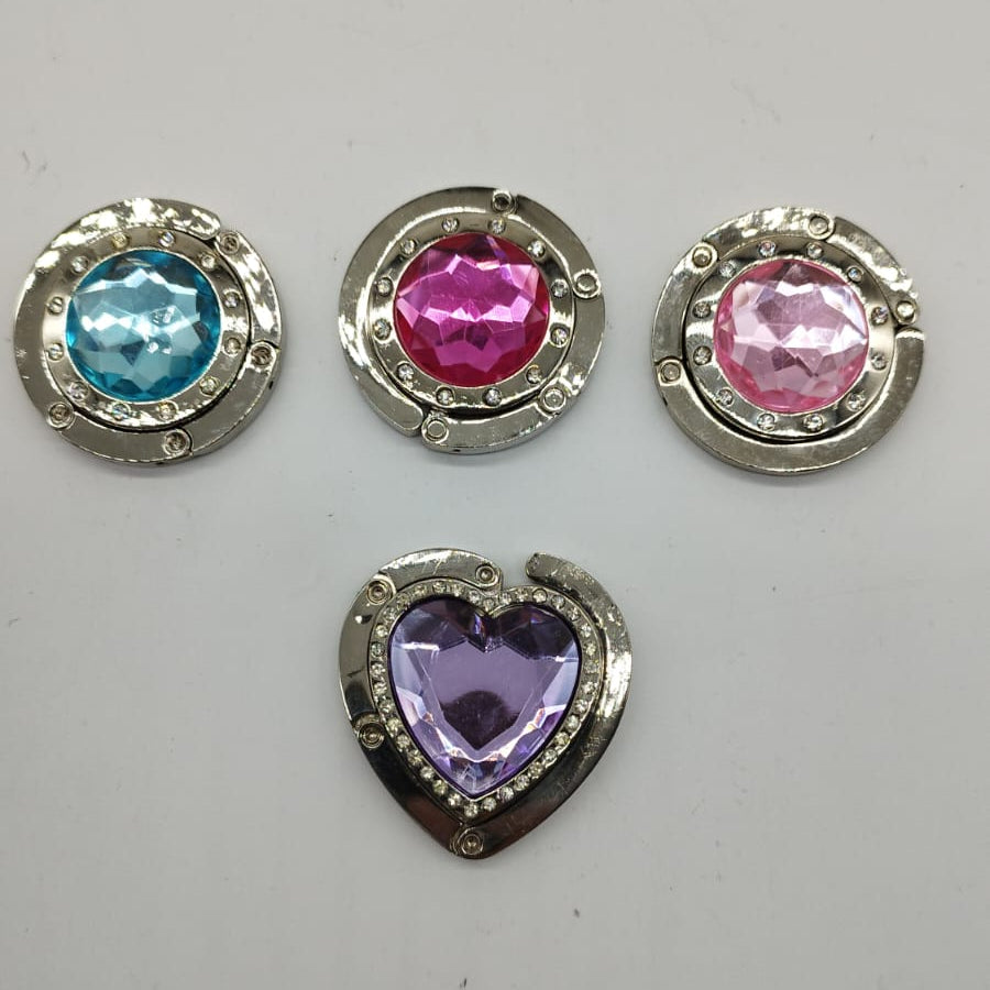 Handbag holder, heart design in purple