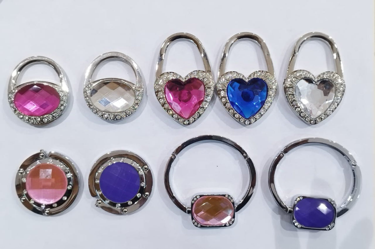 Large handbag holder, heart design in fuchsia