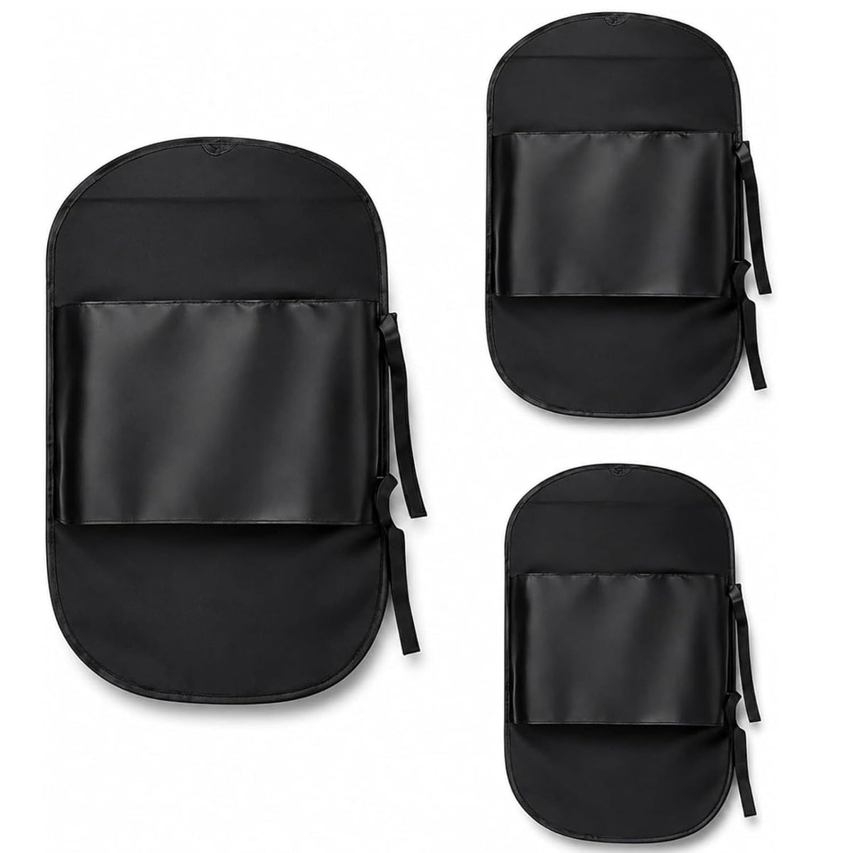 Hanging clothes compression organizer in black, large, medium and small sizes