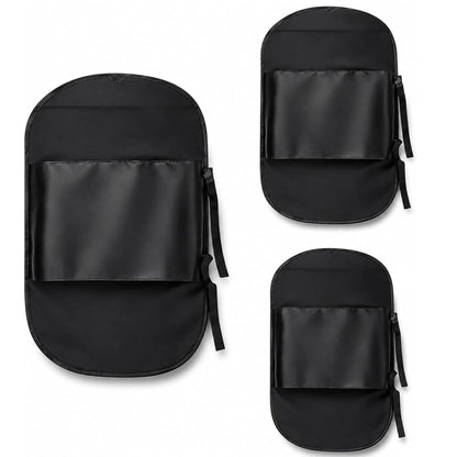 Hanging clothes compression organizer in black, large, medium and small sizes