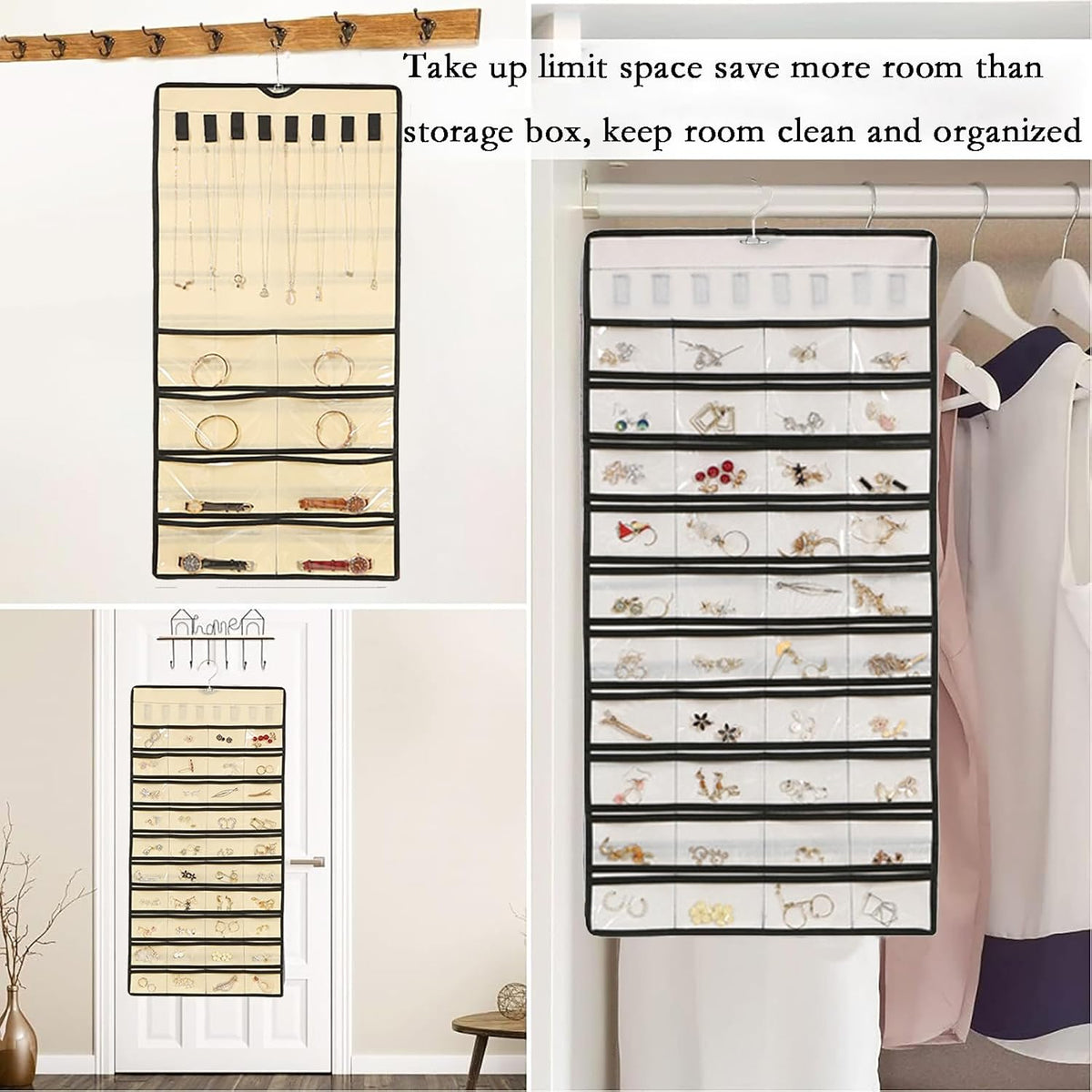 Transparent hanging jewelry holder for accessories