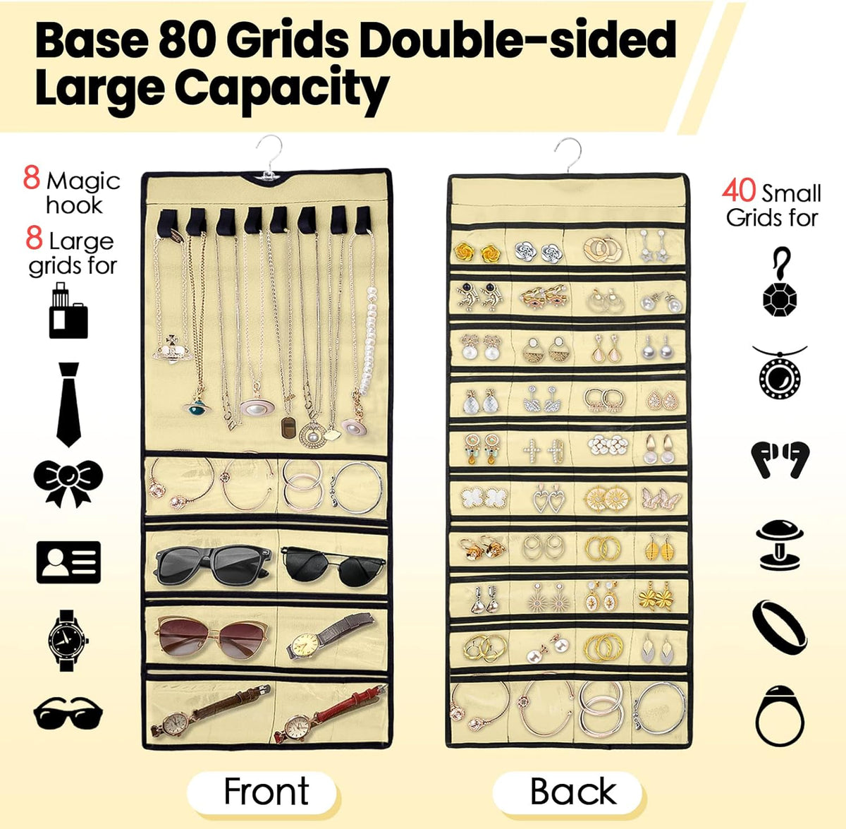 Hanging jewelry organizer for bedroom storage