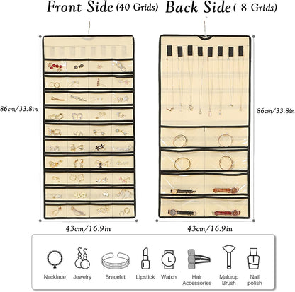 Hanging jewelry organizer in beige