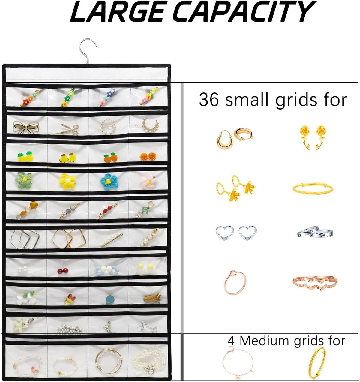 Hanging jewelry organizer that protects jewelry from dust and water