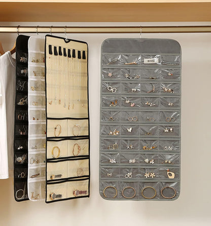 Hanging jewelry organizer in grey