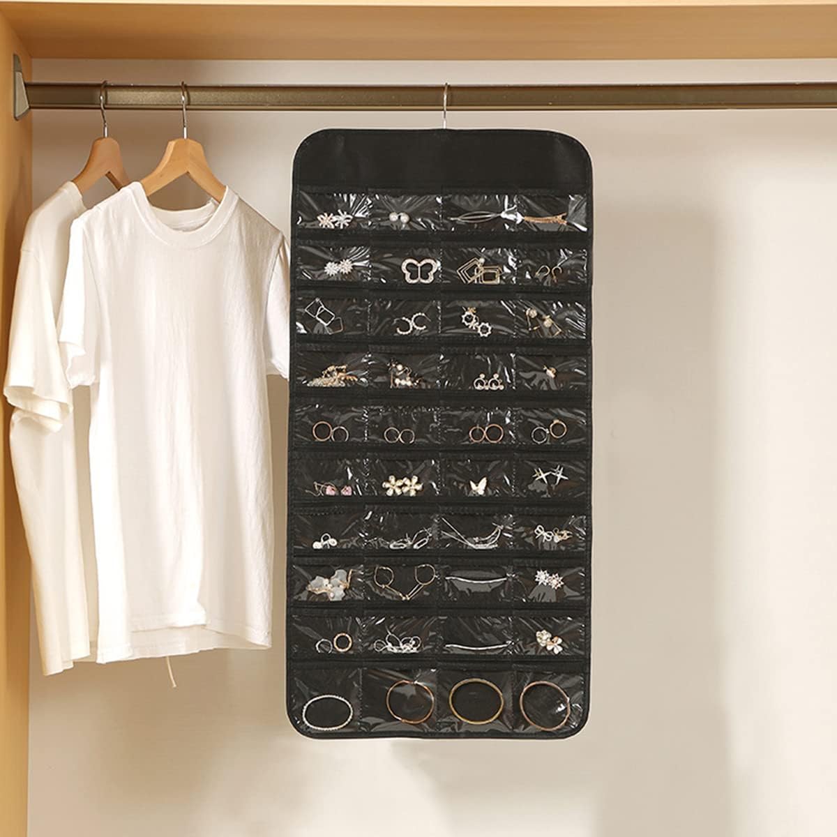 Hanging jewelry organizer, a tidy alternative to messy jewelry boxes