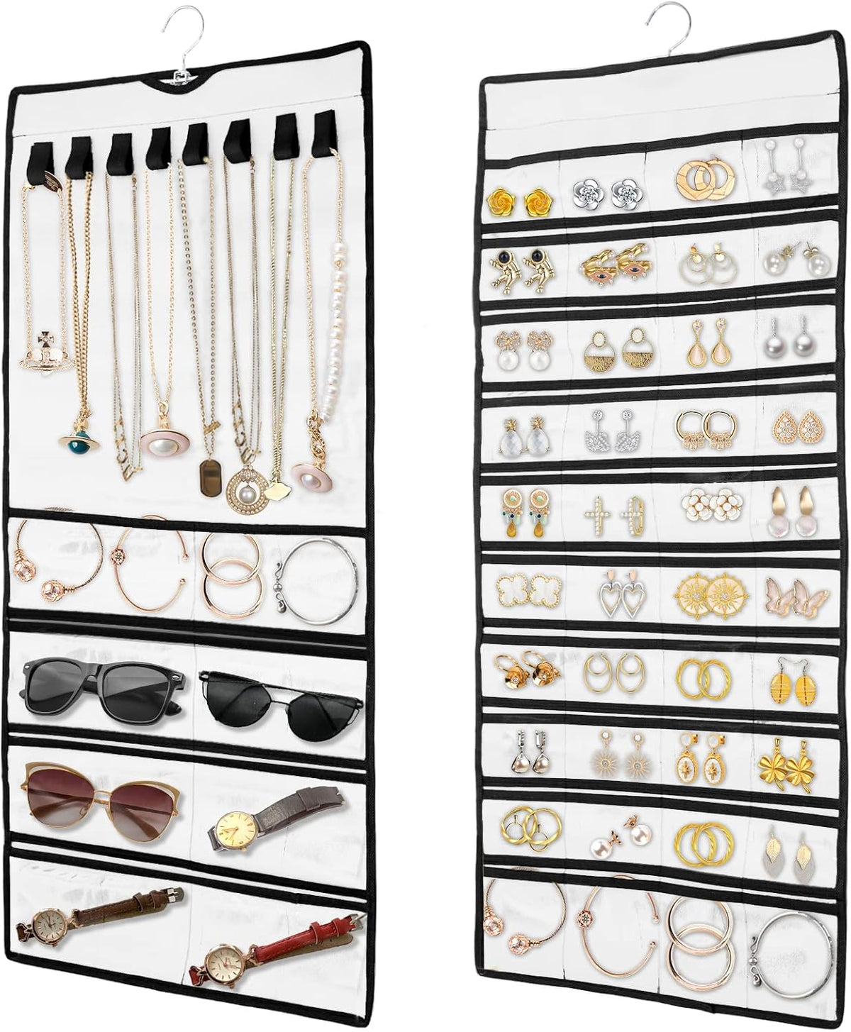 Hanging jewelry organizer in white