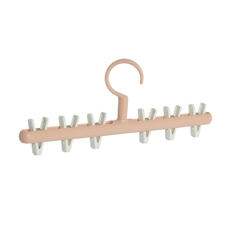 Hats and socks hanger, pink with white clips