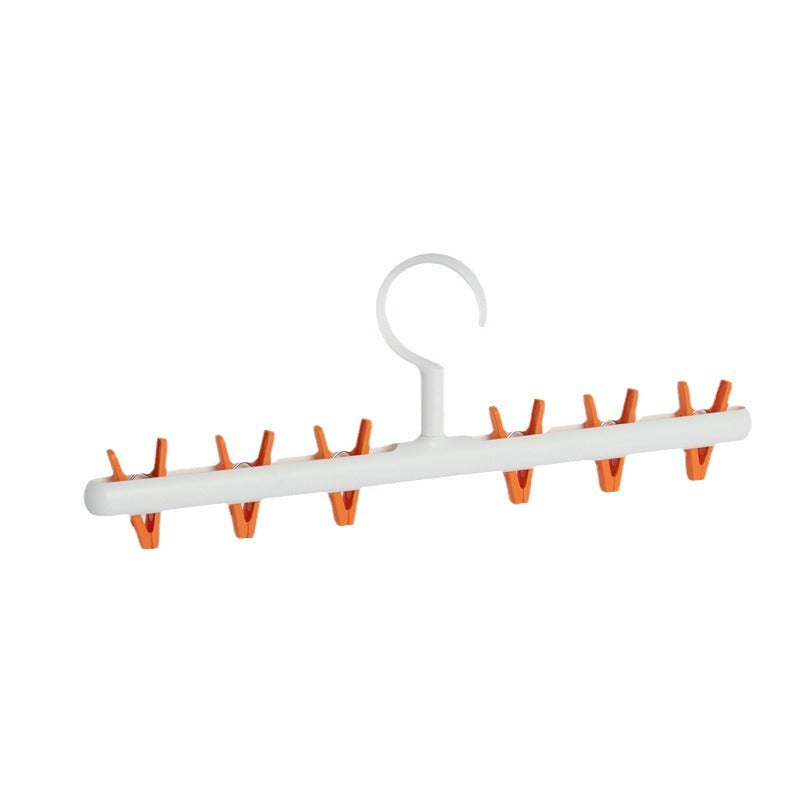 Hats and socks hanger, white with orange clips