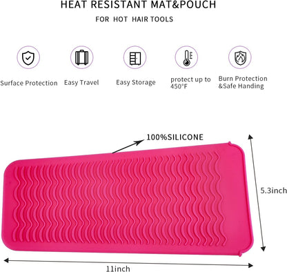 Silicone mat that protects countertops from hot tools