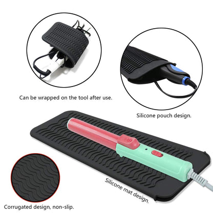 Heat resistant mat pouch for flat irons